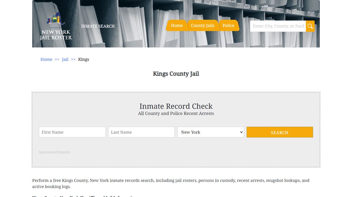 Kings County Jail - Jail Roster Search