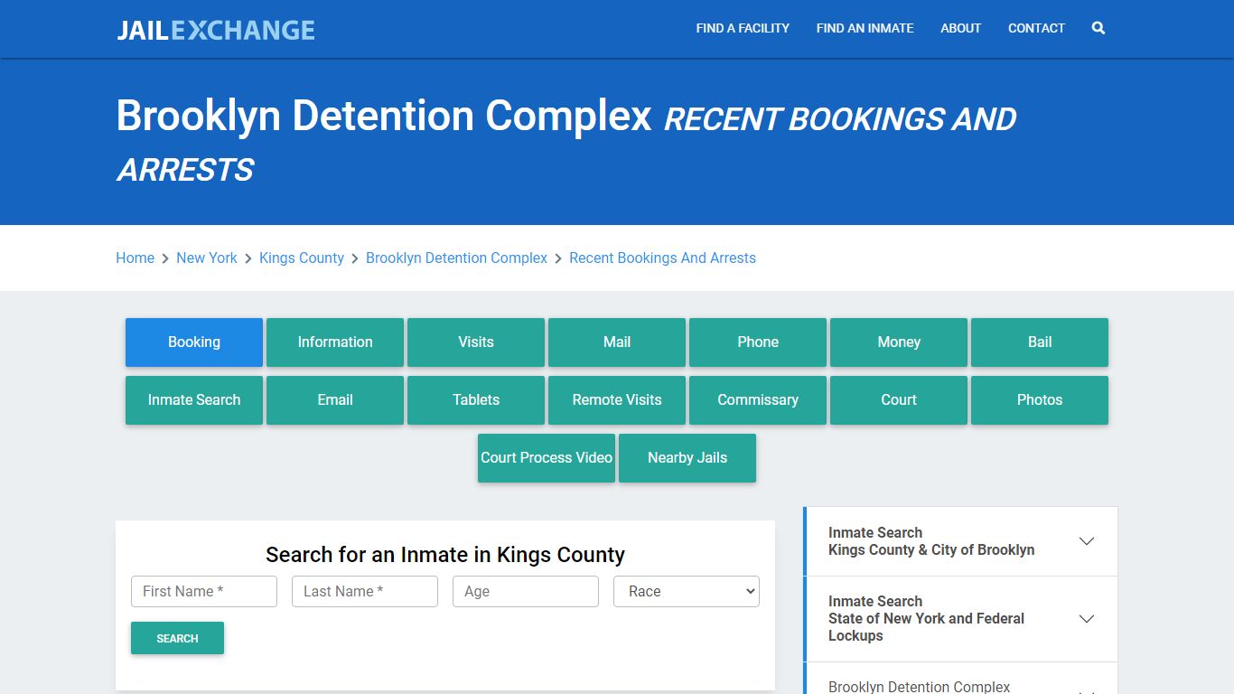 Brooklyn Detention Complex Recent Bookings And Arrests - Jail Exchange