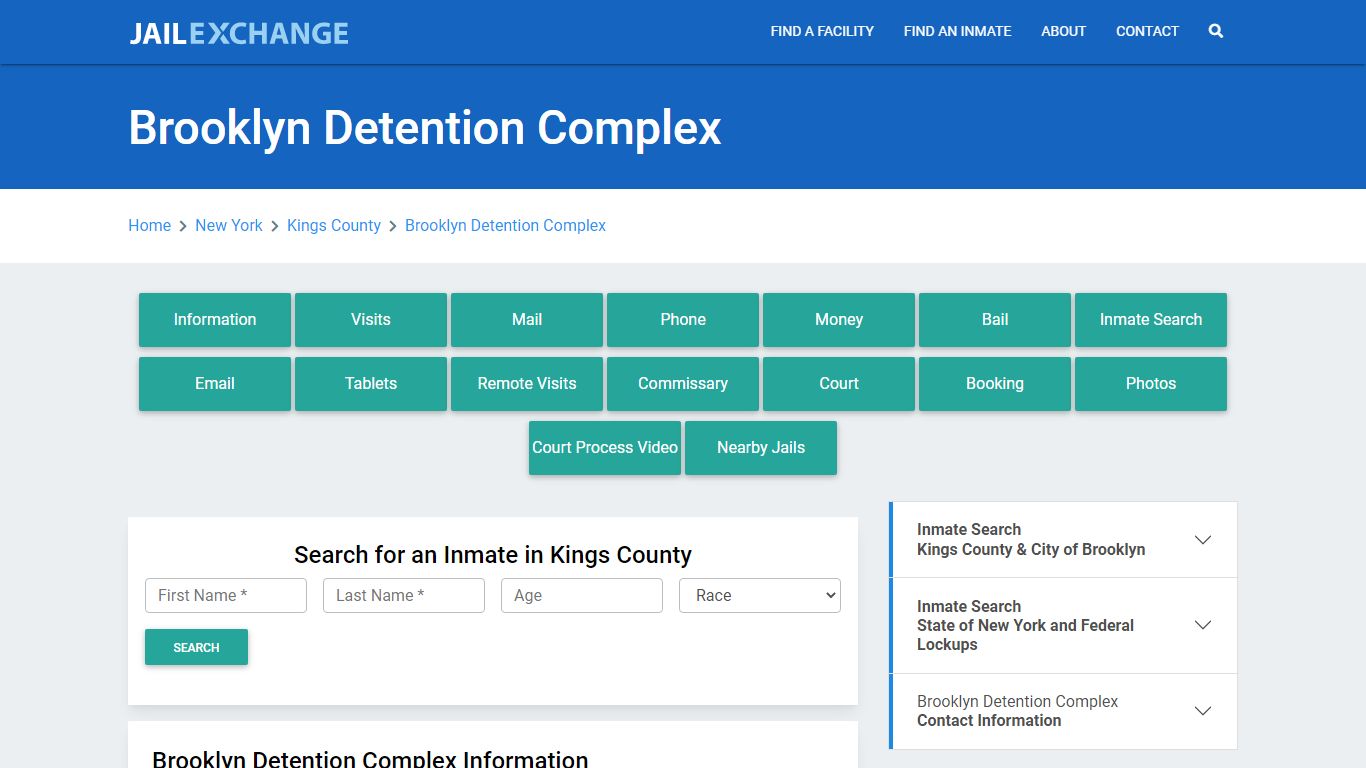 Brooklyn Detention Complex Roster Lookup, NY, Inmate Search - Jail Exchange